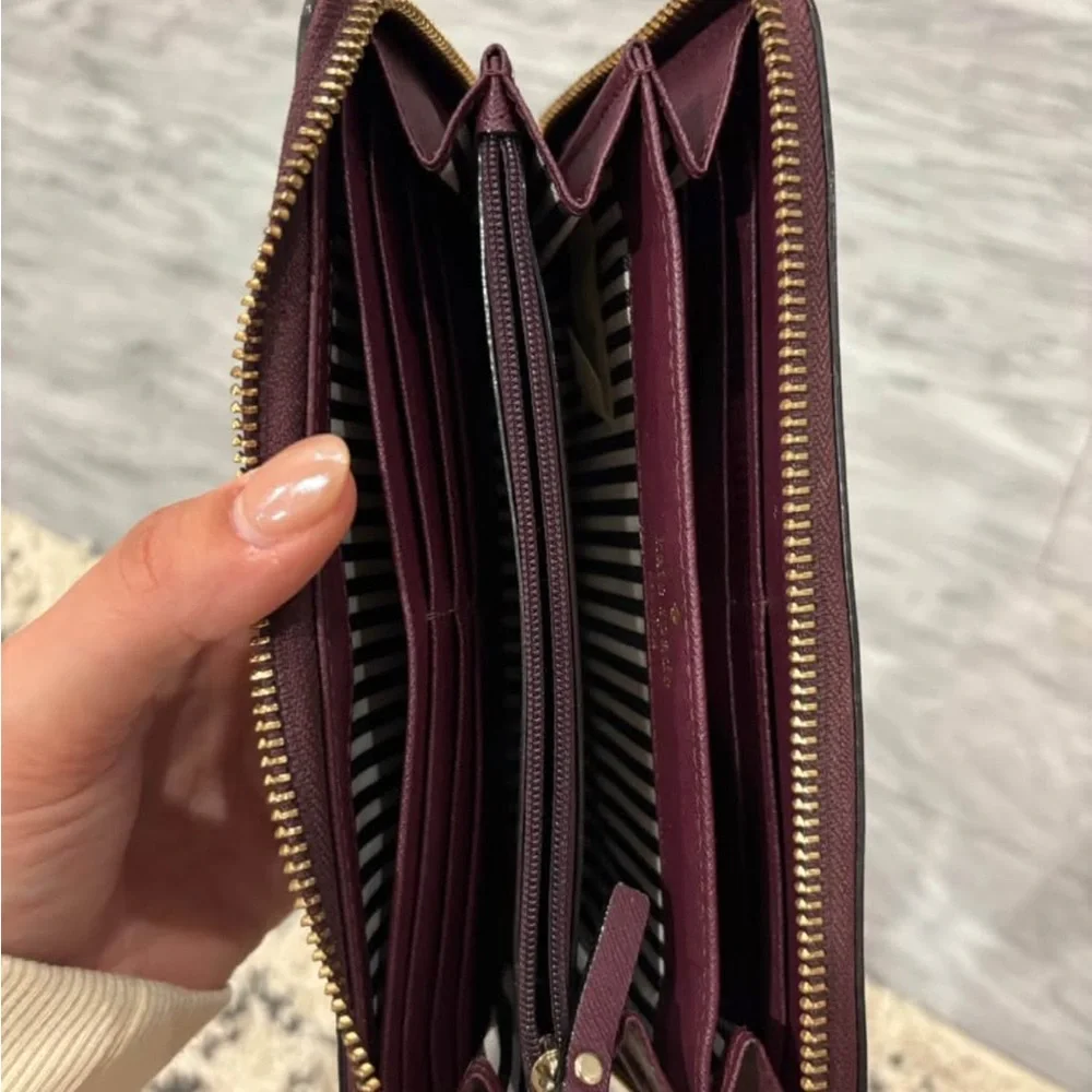 Kate Spade Maroon Laser-Cut Wallet